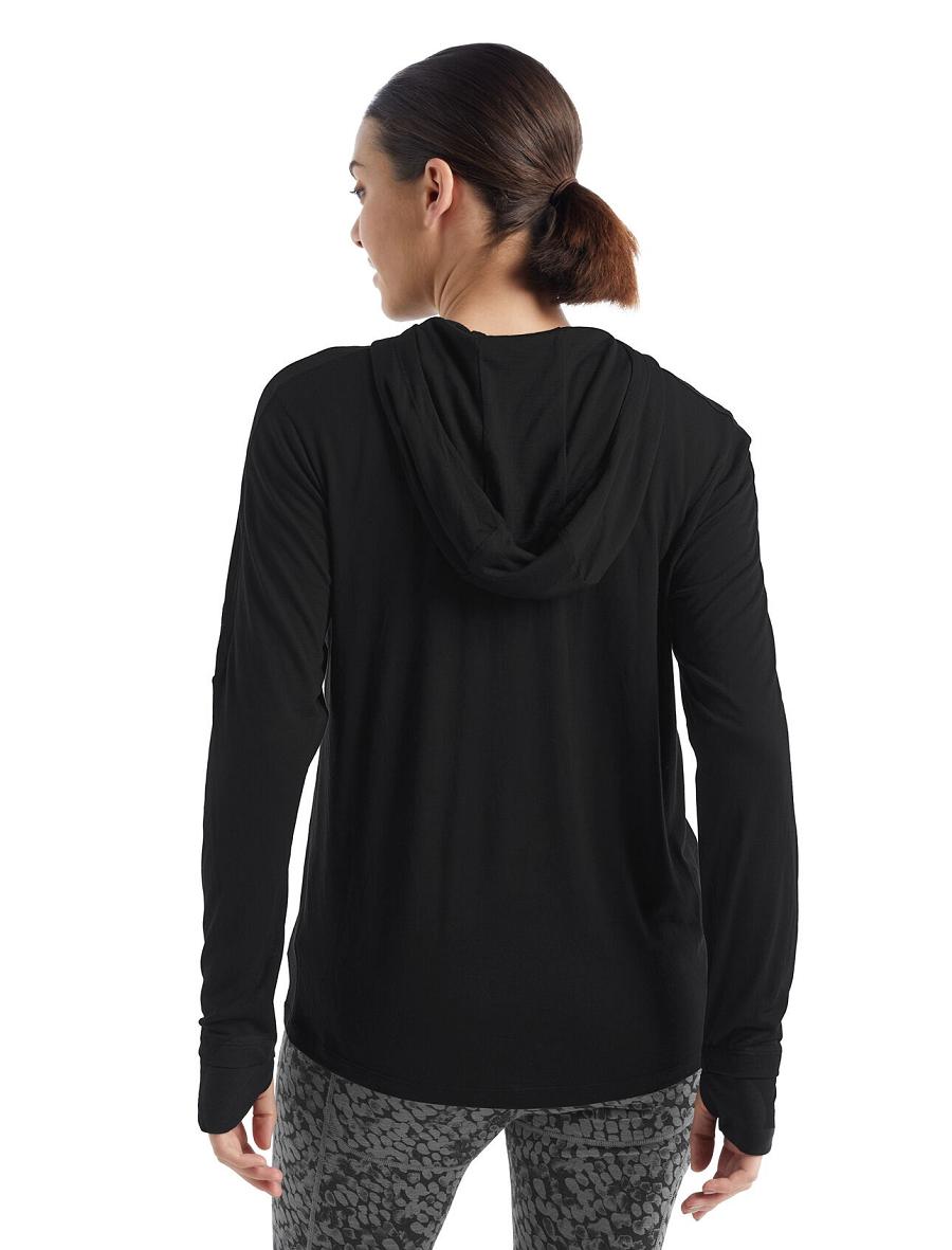 Black Icebreaker Cool-Lite™ Merino Hoodie Women's Long Sleeve | AU 1637JPQJ